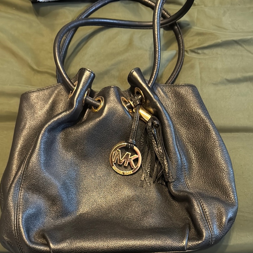Michael Kors Black Pebbled Leather Shoulder Bag